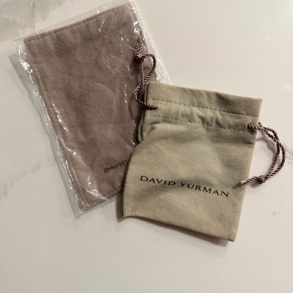 David Yurman Beige and White Suede Jewelry Pouches